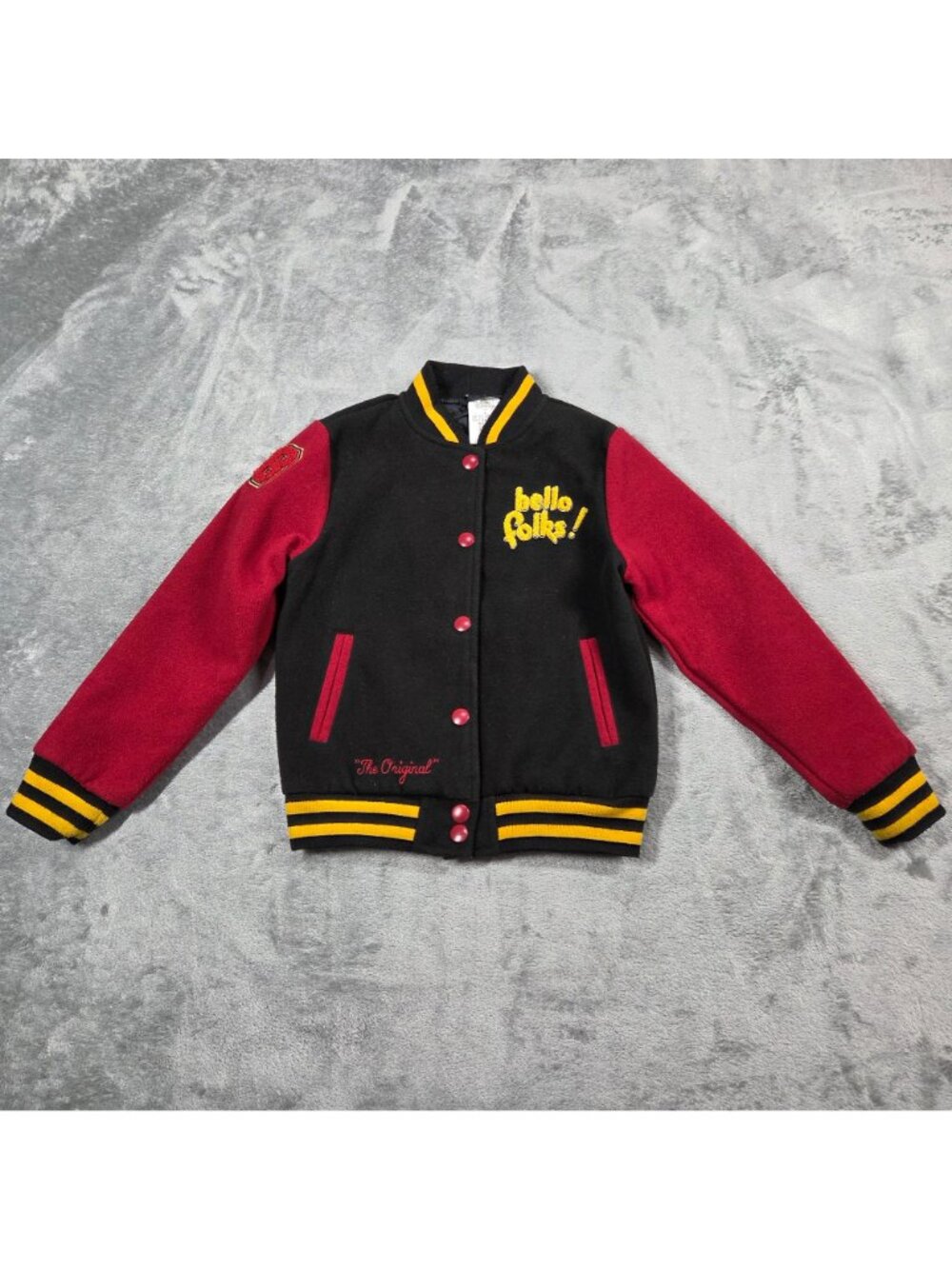 Disney Jacket Boys 4 Black Red Mickey Mouse & Pluto Varsity Letterman Bomber - Picture 2 of 7